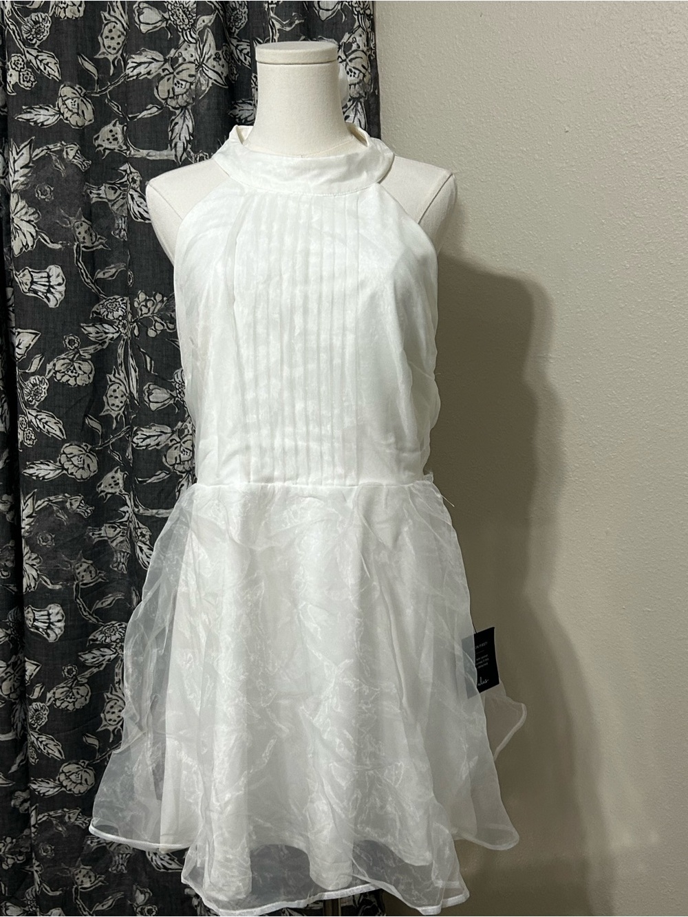 Lulu's White Halter Pintuck Mini Dress
